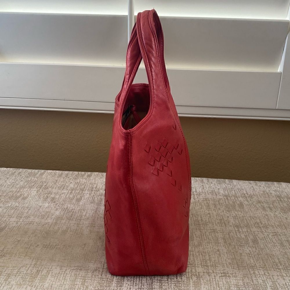 Bottega Veneta Deep Red Small Intrecciato Regent Tote Bag with COA. VGUC! - Picture 5 of 16